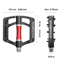 ROCKBROS MTB Pedals Platform Bike Pedal Aluminum 9/16" Bicycle Pedal Non-Slip Lightweight Flat Pedals for BMX Road Mountain Bikes - ROCKBROS