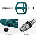 ROCKBROS Mountain Bike Pedals Nylon Composite Bearing 9/16" MTB Bicycle Pedals with Wide Flat Platform - ROCKBROS