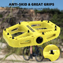 ROCKBROS Mountain Bike Pedals Nylon Composite Bearing 9/16" MTB Bicycle Pedals with Wide Flat Platform - ROCKBROS