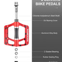 ROCKBROS MTB Pedals Platform Bike Pedal Aluminum 9/16" Bicycle Pedal Non-Slip Lightweight Flat Pedals for BMX Road Mountain Bikes - ROCKBROS