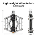 ROCKBROS Lightweight Aluminum Alloy Bike Pedals with Wide Platform Grip - ROCKBROS