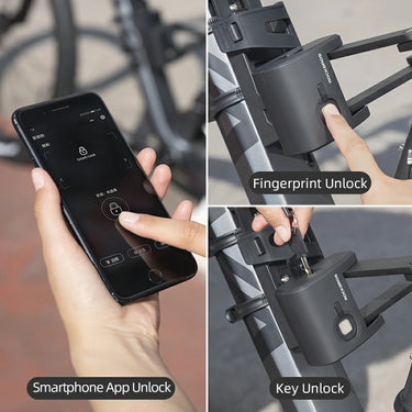 ROCKBROS Folding Bike Lock Smart Fingerprint Heavy Duty Anti Theft Bike Lock - ROCKBROS