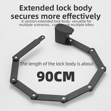 ROCKBROS Folding Bike Lock Smart Fingerprint Heavy Duty Anti Theft Bike Lock - ROCKBROS