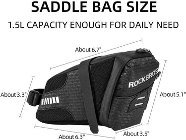ROCKBROS Bike Saddle Bag  Under Seat 1.5L Cycling Accessories Storage Pouch - ROCKBROS