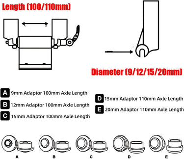 ROCKBROS Suction Cup Bike Rack Adapter 9/12/15/20mm Diameter 100/110mm Axle Length - ROCKBROS