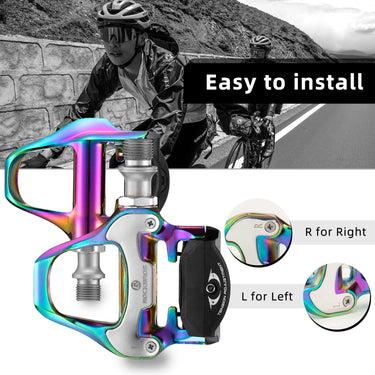 ROCKBROS Lightweight Clipless Pedals with Cleats Compatible with SPD-SL - ROCKBROS