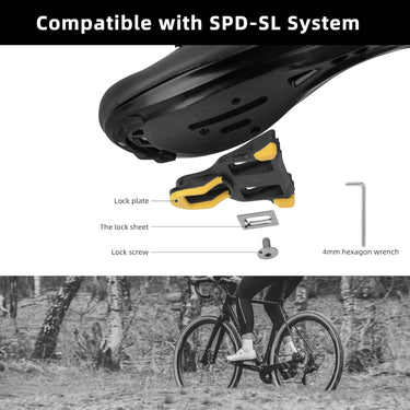 ROCKBROS Lightweight Clipless Pedals with Cleats Compatible with SPD-SL - ROCKBROS