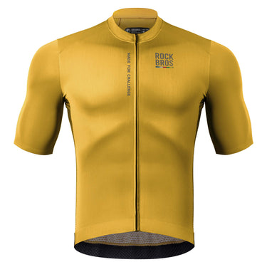 ROAD TO SKY Men's Cycling Short-Sleeved Jersey ¢ò Yellow-Brown