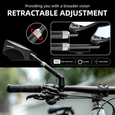 ROCKBROS 360° Adjustable Handlebar Bike Mirror with Anti-Glare Glass - ROCKBROS