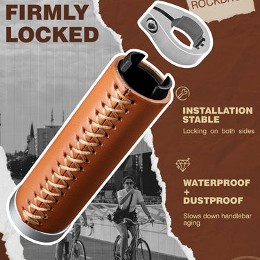 ROCKBROS Leather Vintage Mountain Bike Folding Bike Handlebar Grips 22.2mm