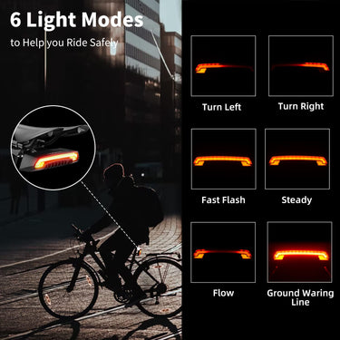 ROCKBROS Bike Tail Light Smart with Turn Signals Wireless Remote Brake - ROCKBROS