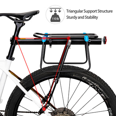 ROCKBROS Quick Release Rear Bike Rack, Aluminum Alloy Cargo Rack for Mountain Bikes