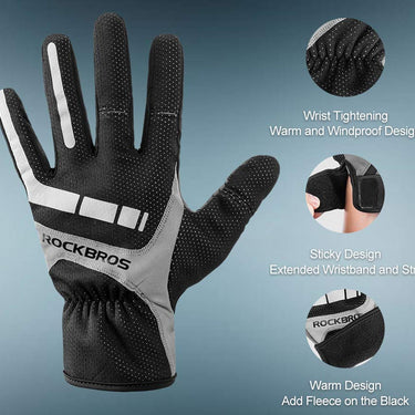 ROCKBROS Full Finger Cycling Gloves for Men, Motorcycle and Mountain Bike Gloves