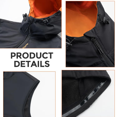 ROCKBROS Men's Winter Cycling Vest, Fleece-Lined, Windproof, Warm Sleeveless Jacket