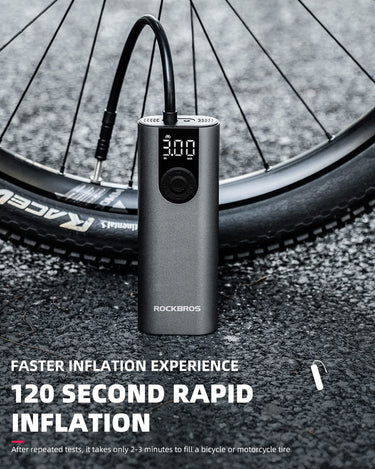 ROCKBROS A8 Electric Bike Tire Pump 150 Psi Inflator Portable Air Compressor 2*2600 mAh - ROCKBROS