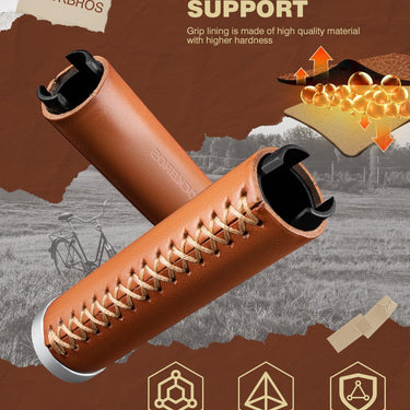ROCKBROS Leather Vintage Mountain Bike Folding Bike Handlebar Grips 22.2mm