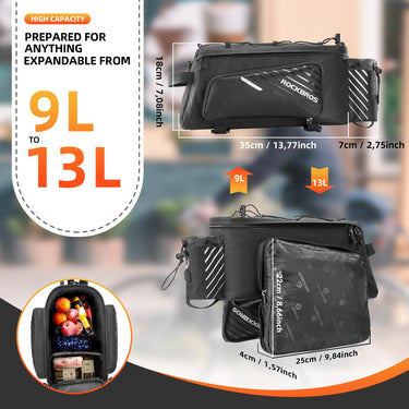 ROCKBROS Bike Rack Bag 13L Maximum Capacity - ROCKBROS