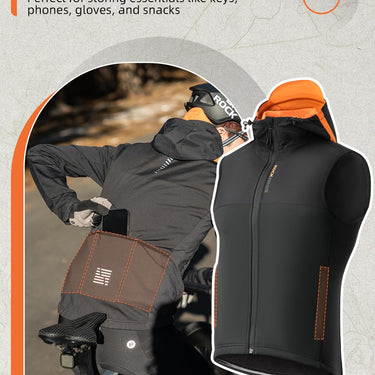 ROCKBROS Men's Winter Cycling Vest, Fleece-Lined, Windproof, Warm Sleeveless Jacket