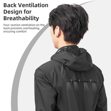 ROCKBROS Men's Waterproof Cycling Rain Jacket with Hood, Lightweight Reflective