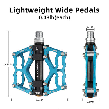 ROCKBROS Lightweight Aluminum Alloy Bike Pedals with Wide Platform Grip - ROCKBROS