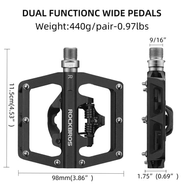 ROCKBROS MTB Aluminum Bike Pedals Compatible with SPD - ROCKBROS