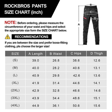 ROCKBROS Men's Windproof Thermal Cycling Pants - Winter Fleece for Biking, Running, Hiking - ROCKBROS